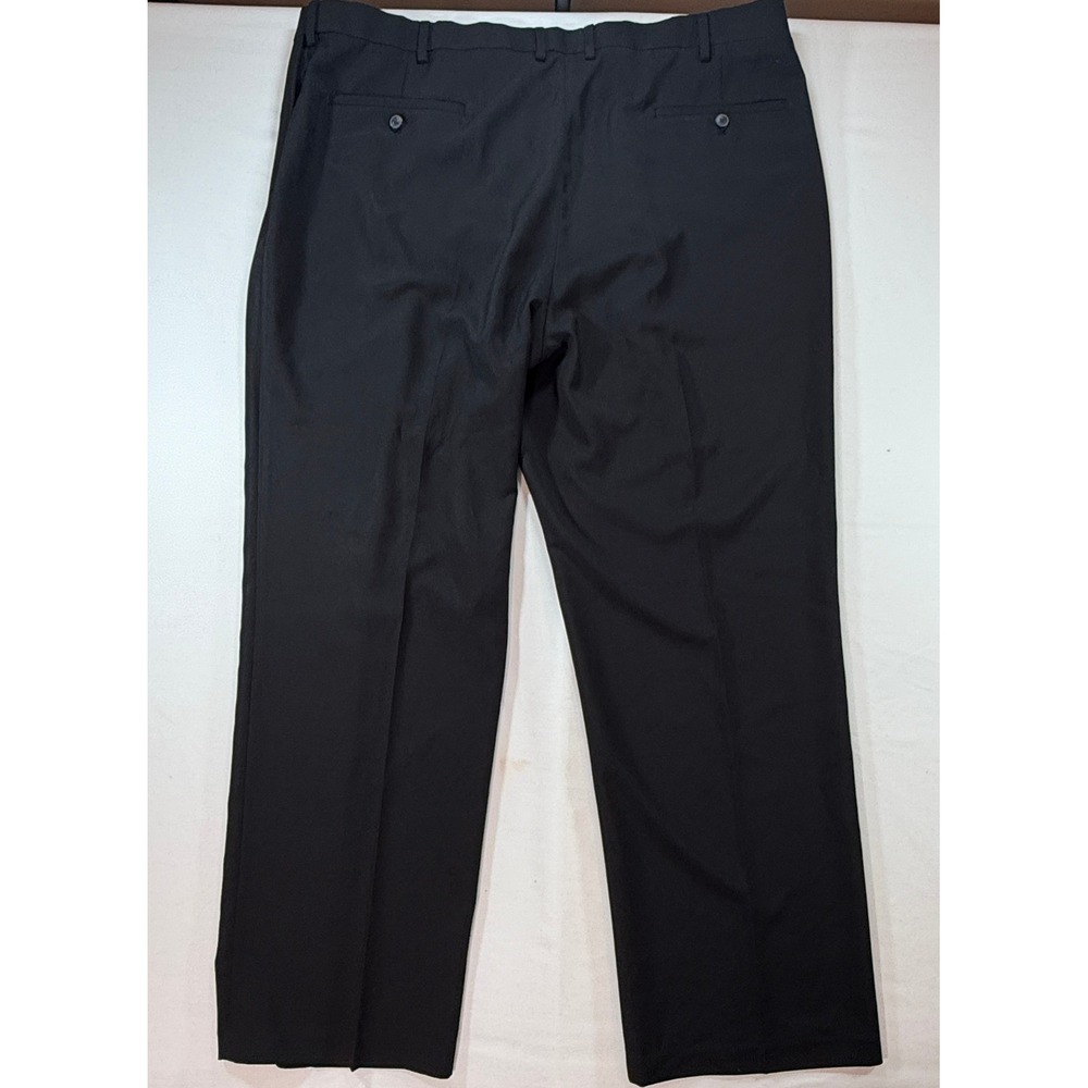 Haggar Eclo Stria Classic Fit Dress Pants Mens 46x32 Black Flat Front Trousers